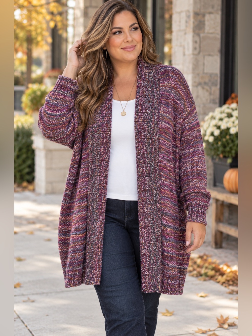 Melrose & Market Cardigan Open Front Acrylic Multi Color NWT Womens Size XXL